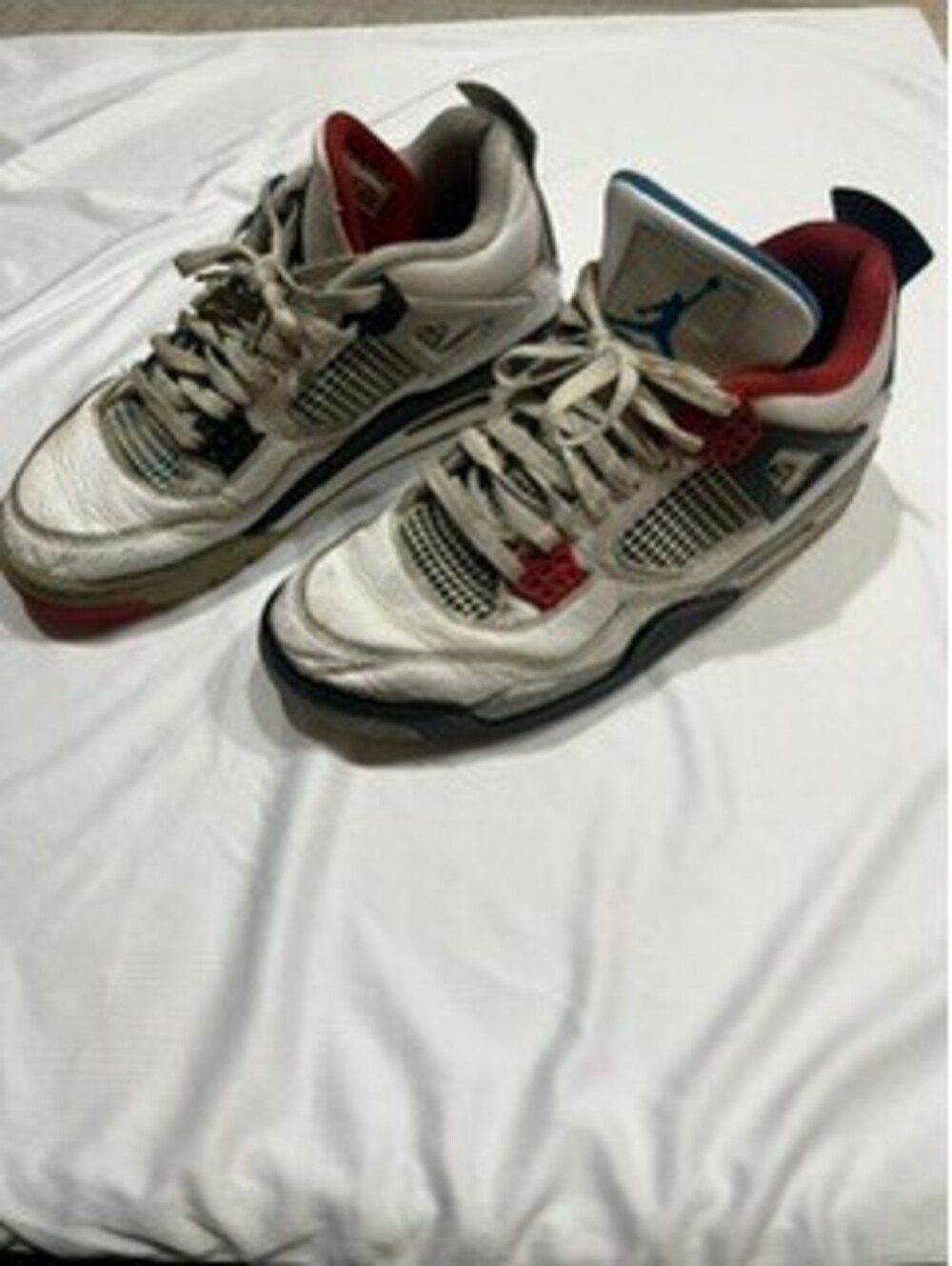 Nike Air Jordan 4 White Red Blue Sneakers